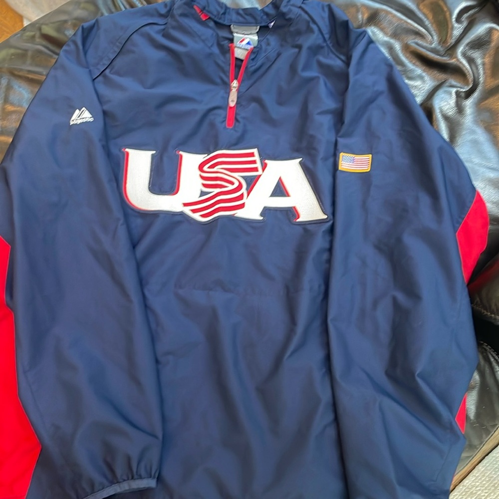 Men's Majestic USA Baseball 1/4 zip pullover jacket - XL
